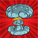 Nuclear explosion, war. Comic book cartoon pop art retro illustration