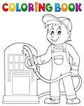 Coloring book gas station worker theme 1 - eps10 vector illustration.