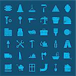 Building Construction Solid Web Icons. Vector Set of Glyphs.
