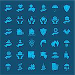 Insurance Solid Web Icons. Vector Set of Glyphs.