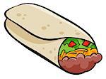 Cartoon Illustration of Mexican Burrito Food Object