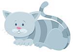 Cartoon Illustration of Funny Gray Tabby Cat or Kitten Animal Character