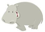 Cartoon Illustration of Funny Hippo or Hippopotamus Funny Animal Character