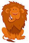 Cartoon Illustration of Funny Lion Wild Cat Animal Character