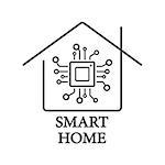 Processor styled smart home logo vector with chip. EPS 10