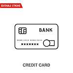 Credit Card Icon. Thin Line Vector Illustration - Adjust stroke weight - Expand to any Size - Easy Change Colour - Editable Stroke - Pixel Perfect