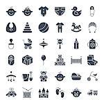 Baby Solid Web Icons. Vector Set of Children Glyphs.