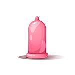 Cartoon condom illustration. Pink sex. Vector eps 10