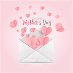Happy Mother's day greeting card with Paper Origami Hearts background. Vector Illustration EPS10