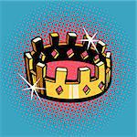 Golden crown, state power. Pop art retro vector illustration kitsch vintage