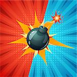 Cartoon bomb, fuse, wick spark icon Vector eps 10
