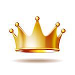 Golden princess crown isolated on white background. 3D vector illustration