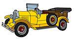 The vector illustration of a vintage yellow convertible