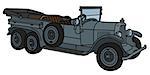 The vector illustration of a vintage gray open military convertible