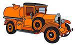 The vector illustration of a vintage orange tank truck