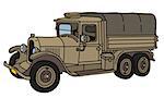 The vector illustration of a vintage sand military truck