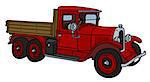 The vector illustration of a vintage red truck