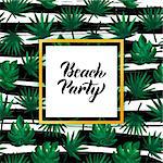 Beach Party Tropical Concept. Raster Illustration of Hand Drawn Design.