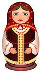 Woman in scarf national symbol of Russian doll. Isolated on white vector illustration