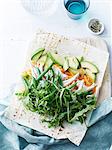 Chicken, bean, avocado, rocket wrap