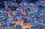Aerial view of old town and Monti Sion church, Pollenca, Majorca, Balearic Islands, Spain, Europe