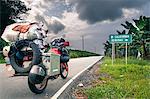 Touring motorcycle on roadside, Panama City, Panama