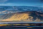 Scenic view of sunny remote landscape, Dyrholaey, Iceland