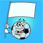National flag form template. Football soccer ball. Funny character emoticon sticker. Sport world championship competition. Comic cartoon pop art retro vector illustration