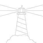 black and white vector lighthouse, isolated on white.