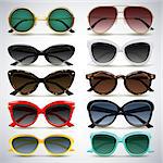 Vector illustration - colorful sunglasses icons set