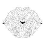 Lips zentangle styled for coloring and t-shirt design, tattoo and other decorations