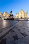 Statue of Vittorio Emanuele II monument and Milan Cathedral (Duomo), Milan, Lombardy, Italy, Europe