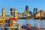 Tower Bridge over River Thames and City of London skyline, London, England, United Kingdom, Europe