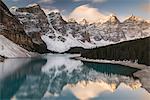 Mountains reflected in Moraine Lake, Banff National Park, UNESCO World Heritage Site, Alberta, The Rockies, Canada, North America