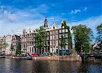 Houses by the Kloveniersburgwal Canal, Amsterdam, North Holland, The Netherlands, Europe