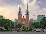 Saigon Notre Dame Cathedral and street scene, Ho Chi Minh City, Vietnam, Indochina, Southeast Asia, Asia