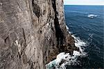 Rock climber in action, Mingulay, Outer Hebrides, Scotland, United Kingdom, Europe