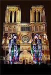 Sound and Light show at Notre Dame de Paris Cathedral, UNESCO World Heritage Site, Paris, France, Europe