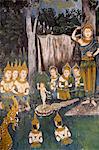 Fresco depicting Buddha as a child in a scene of the Buddha's life in Wat Phra Doi Suthep, Chiang Mai, Thailand, Southeast Asia, Asia