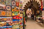 Colourful souvenirs for sale in the Market At Rahba Qedima, Marrakesh (Marrakech), Morocco, North Africa, Africa