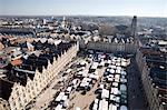 Place des Heros Saturday market viewed from the belfry, Arras, Pas-de-Calais, Hauts-de-France region, France, Europe