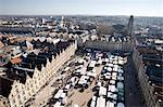 Place des Heros Saturday market viewed from the belfry, Arras, Pas-de-Calais, Hauts-de-France region, France, Europe