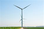 Wind turbines in wind farm in summer, Biddinghuizen, Flevoland, Netherlands