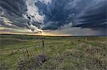 Thunderstorm forms at sunset over rural Ogallala, Nebraska, US