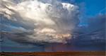 Supercell coloured by setting sun, Ogallala, Nebraska, US