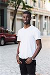 Young man in streets of New York, US