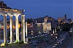 Roman Forum (Foro Romano), Temple of Saturn and Colosseum, UNESCO World Heritage Site, Rome, Lazio, Italy, Europe