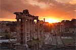 Roman Forum (Foro Romano), Temple of Saturn and Colosseum, UNESCO World Heritage Site, Rome, Lazio, Italy, Europe