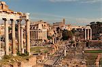 Roman Forum (Foro Romano), Colosseum behind, UNESCO World Heritage Site, Rome, Lazio, Italy, Europe