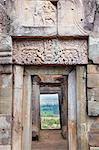 A lintel on a Khmer temple on Chi Sor Mountain in Takeo, Cambodia, Indochina, Southeast Asia, Asia